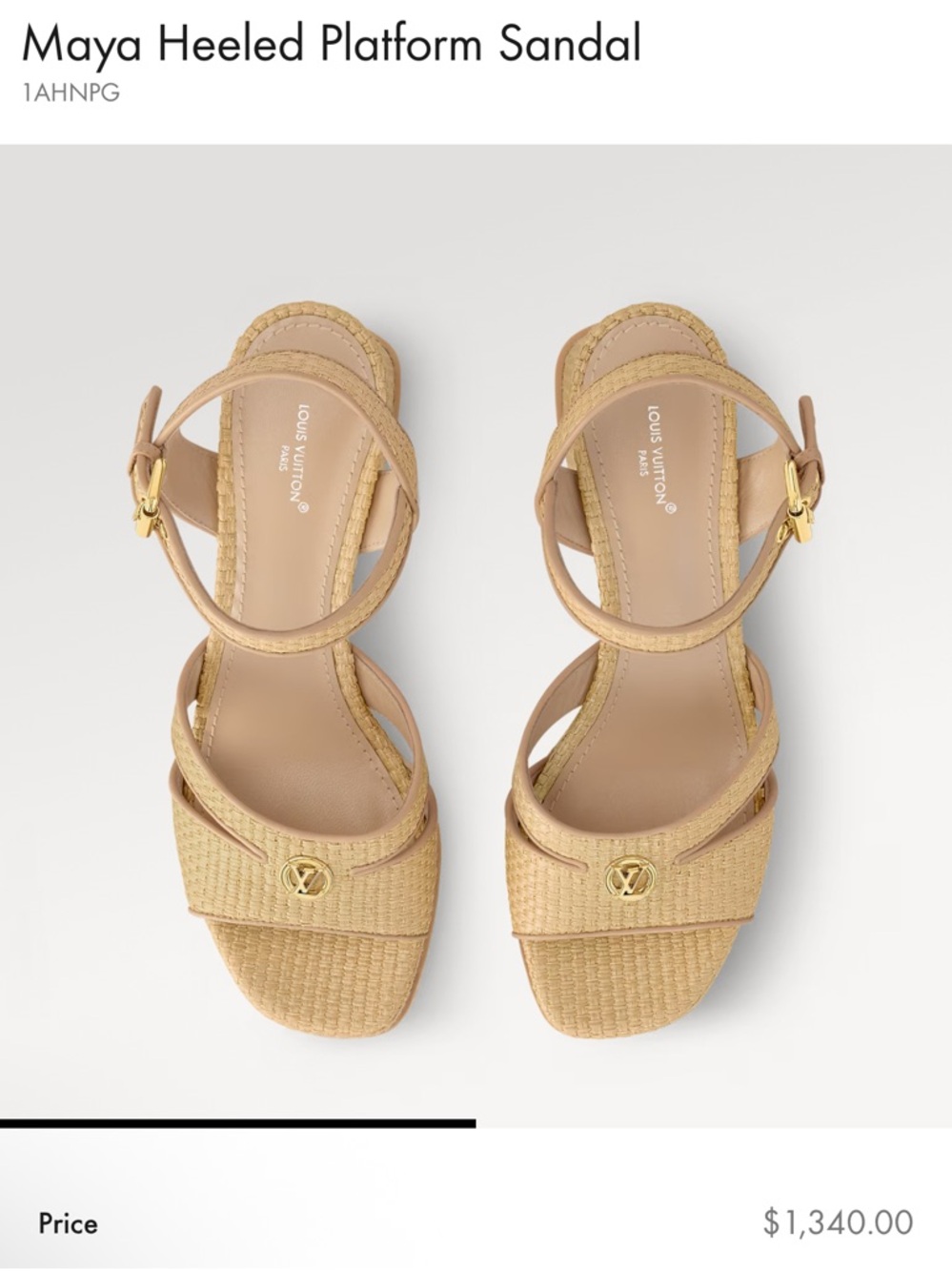 Louis Vuitton Beige Woven Platform Sandal with Gold Accents - Picture 2 of 3